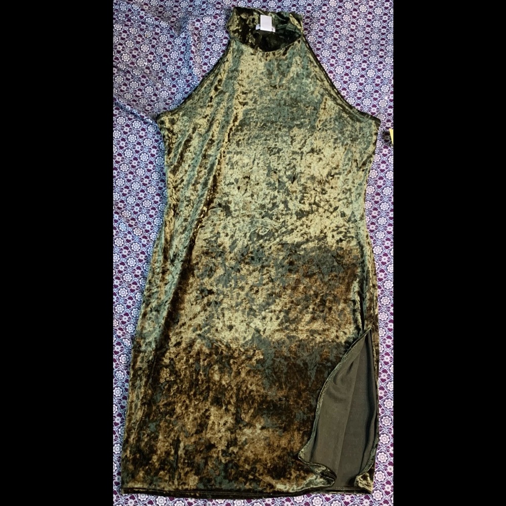 Crushed velvet mini dress